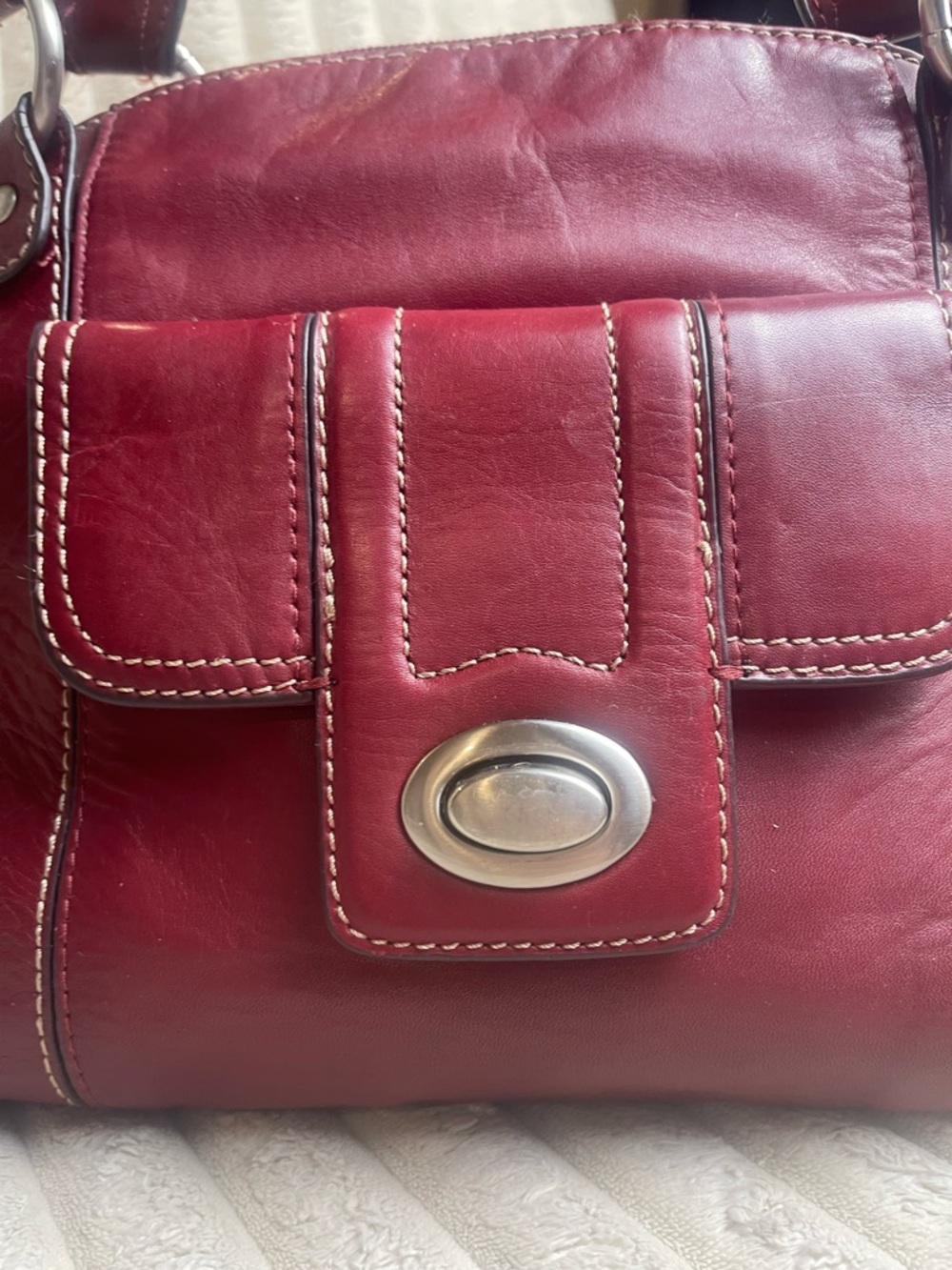 East 5th Burgundy Leather Shoulder Bag Satchel Handbag Silver Hardware 👜✨ - Picture 2 of 6